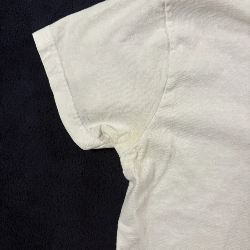 Vtg Y2K 2000s Nike Athletics Tee Womens S White V-Neck Hibiscus Cropped Surf